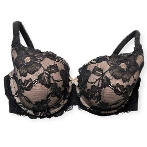 VICTORIA'S SECRET Bra Body By Victoria Black Lace Demi Balconette Underwire 36DD